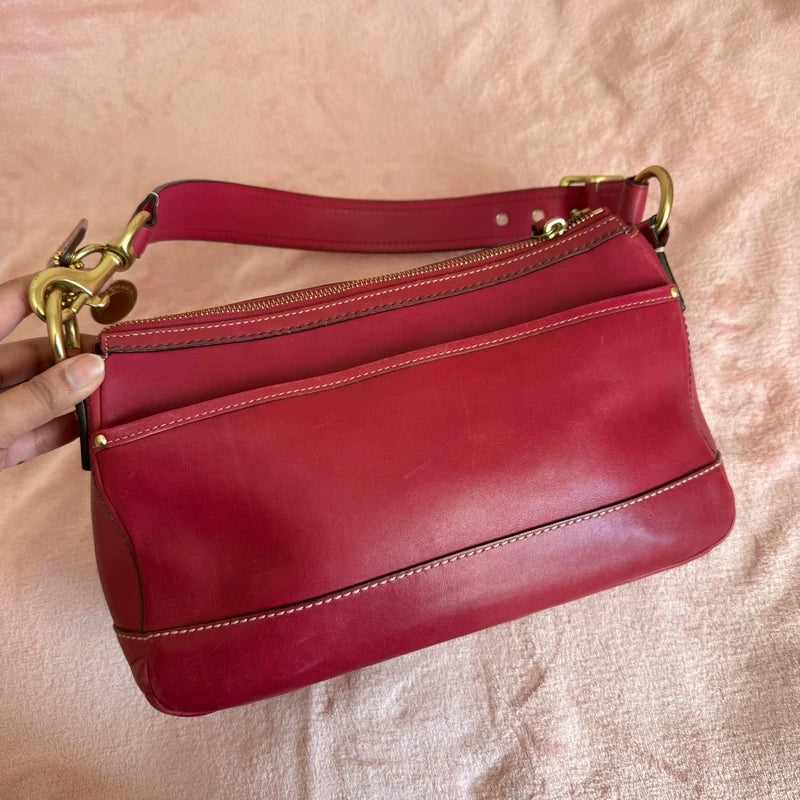Vintage Coach legacy turnlock shoulder bag in raspberry red