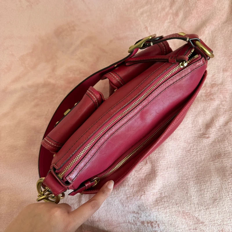 Vintage Coach legacy turnlock shoulder bag in raspberry red
