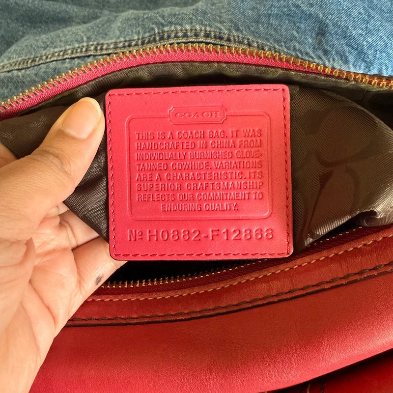 Vintage Coach legacy turnlock shoulder bag in raspberry red