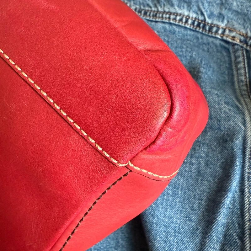 Vintage Coach legacy turnlock shoulder bag in raspberry red