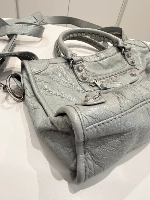 Balenciaga grey city leather handbag.