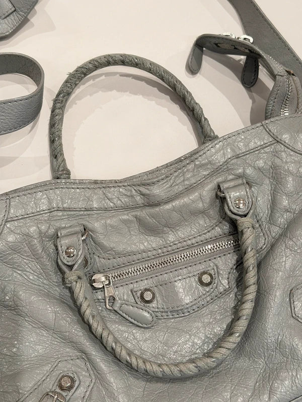 Balenciaga grey city leather handbag.