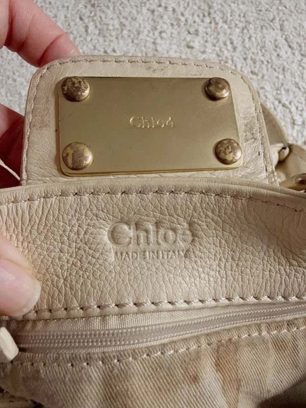 Genuine Chloe Paddington Leather Handbag - Cream