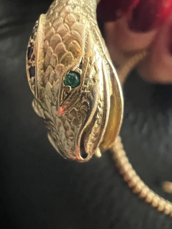 9ct gold hissing snake serpent statement wrap bracelet