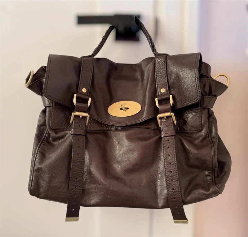 Mulberry Oversized Alexa Chocolate Brown Leather Satchel Bag