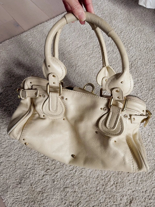 Genuine Chloe Paddington Leather Handbag - Cream