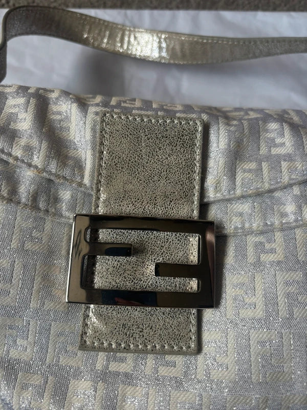 Fendi metallic Zucchino baguette in silver